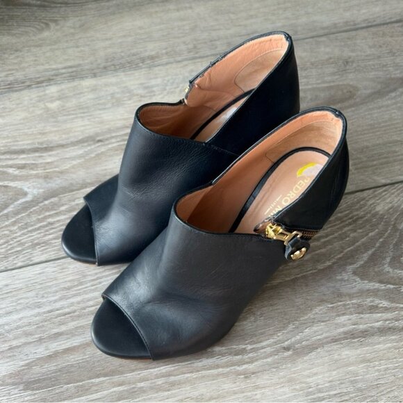 Pedro Miralles Navy Smooth Leather Open Toe Heeled Bootie Made in Spain - Picture 3 of 14